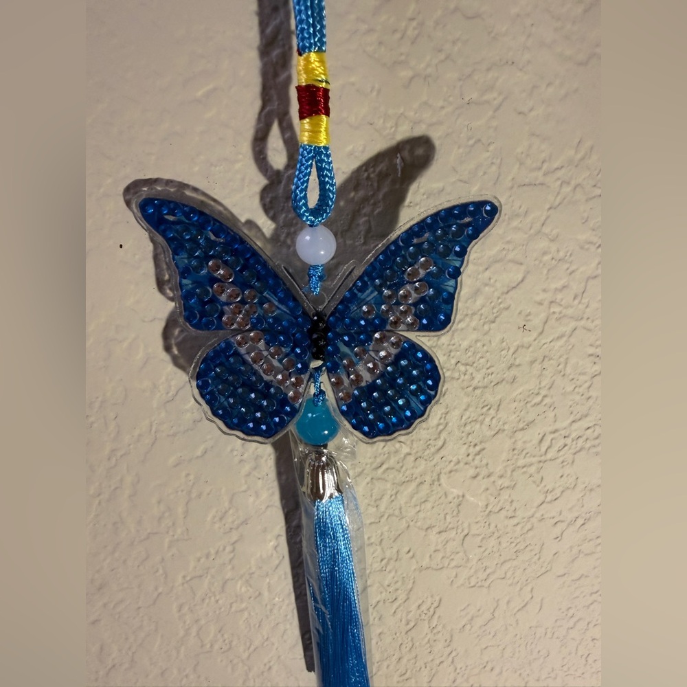 Multi Beaded Butterfly Hanging Ornament/Car Tassel/Wind Chime - Picture 2 of 12
